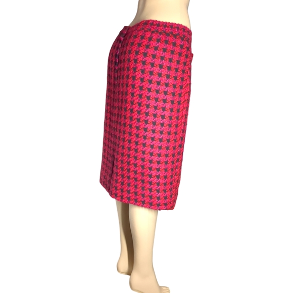 Liz MoOdy Pink Red and Black Checkered Luxury Skirt Size 14 - Picture 11 of 16